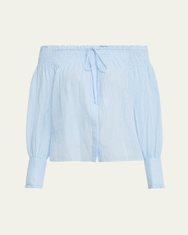 Robin Striped Off-Shoulder Boxy Blous
